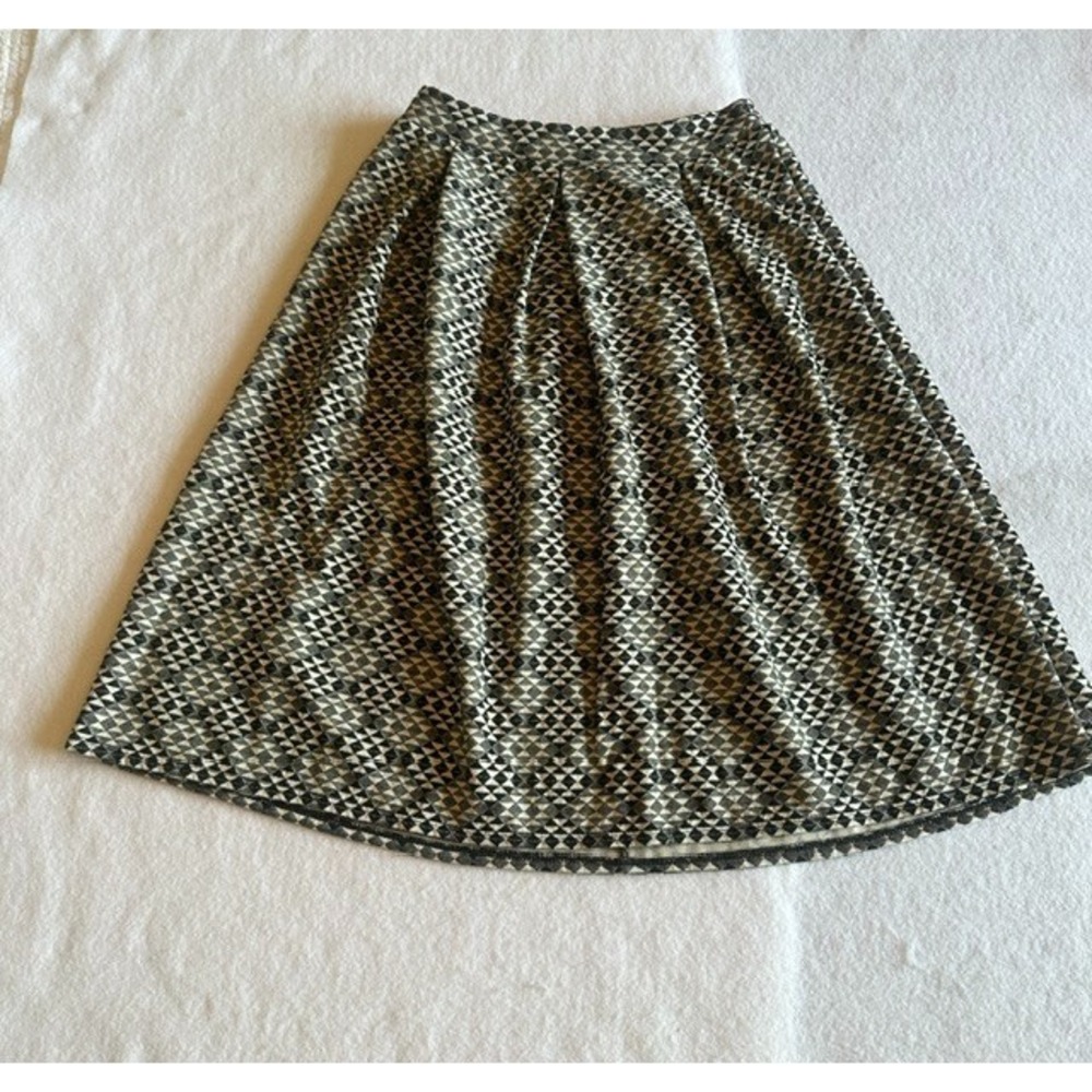 Joe B by Joe Benbasset Geometric A Line Skirt Women Size XS Black Office Casual